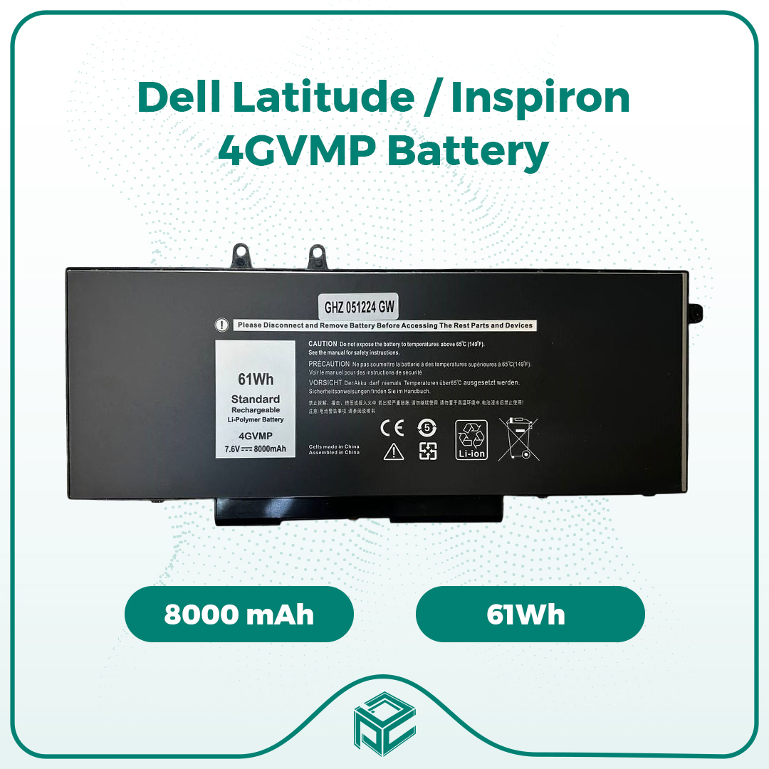 باتری لپ تاپ دل Dell 4GVMP های کپی 4 سلولی - Li-Polymer با ظرفیت 8000mAh - 61Wh