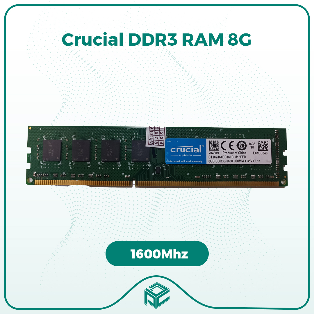 رم کامپیوتر DDR3 ظرفیت 8 گیگابایت 1600 مگاهرتز Crucial 8 GB DDR3 1600 Mhz