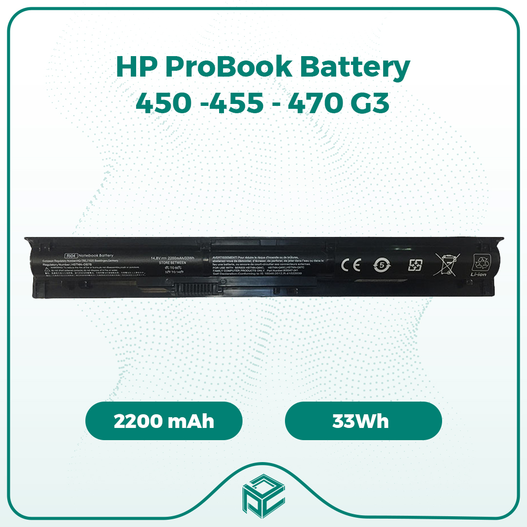 باتری لپ تاپ اچ پی HP probook 450-455-470 4Cell - 2200mAh - 33Wh  G3 - مدل RI04